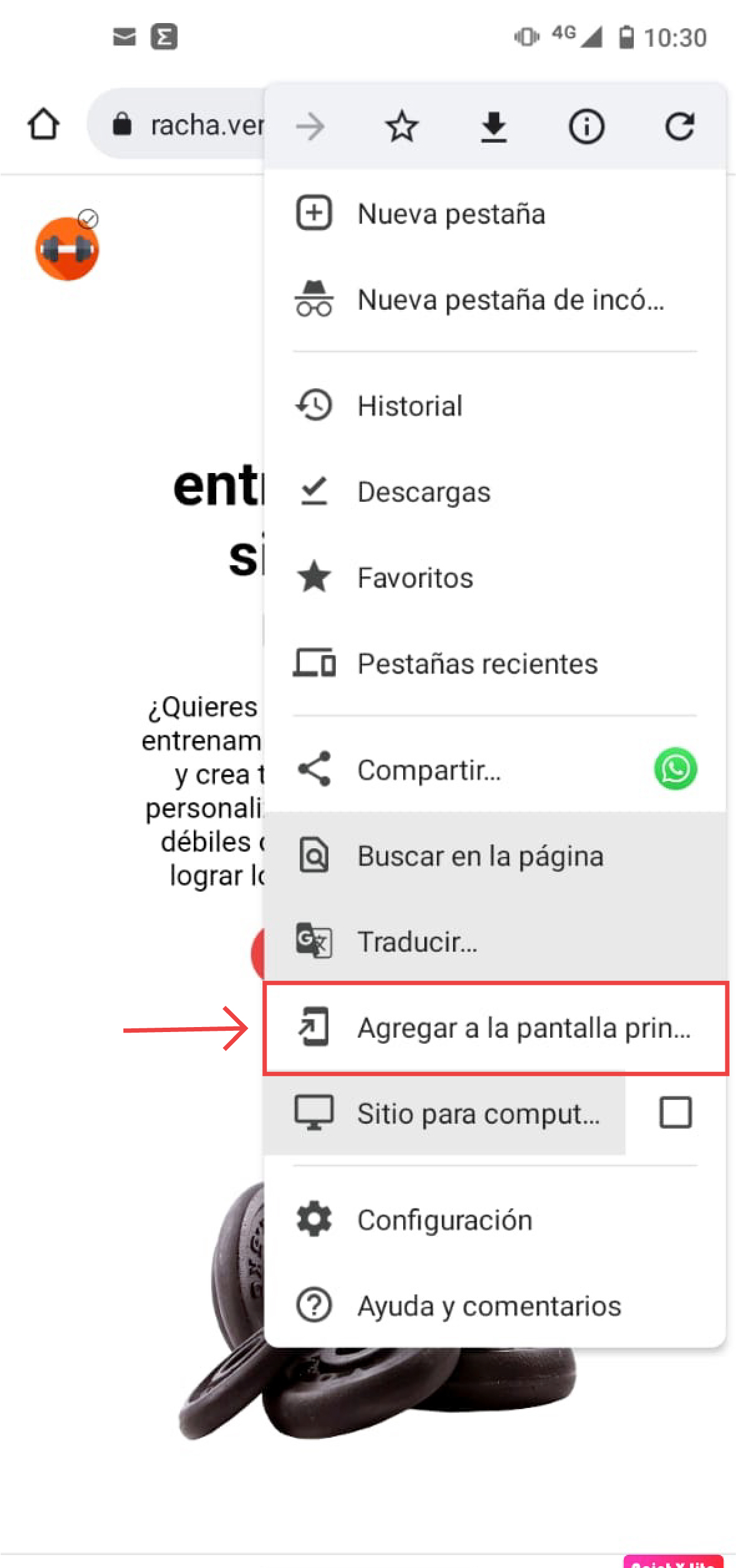Racha gym app image instruction sample
