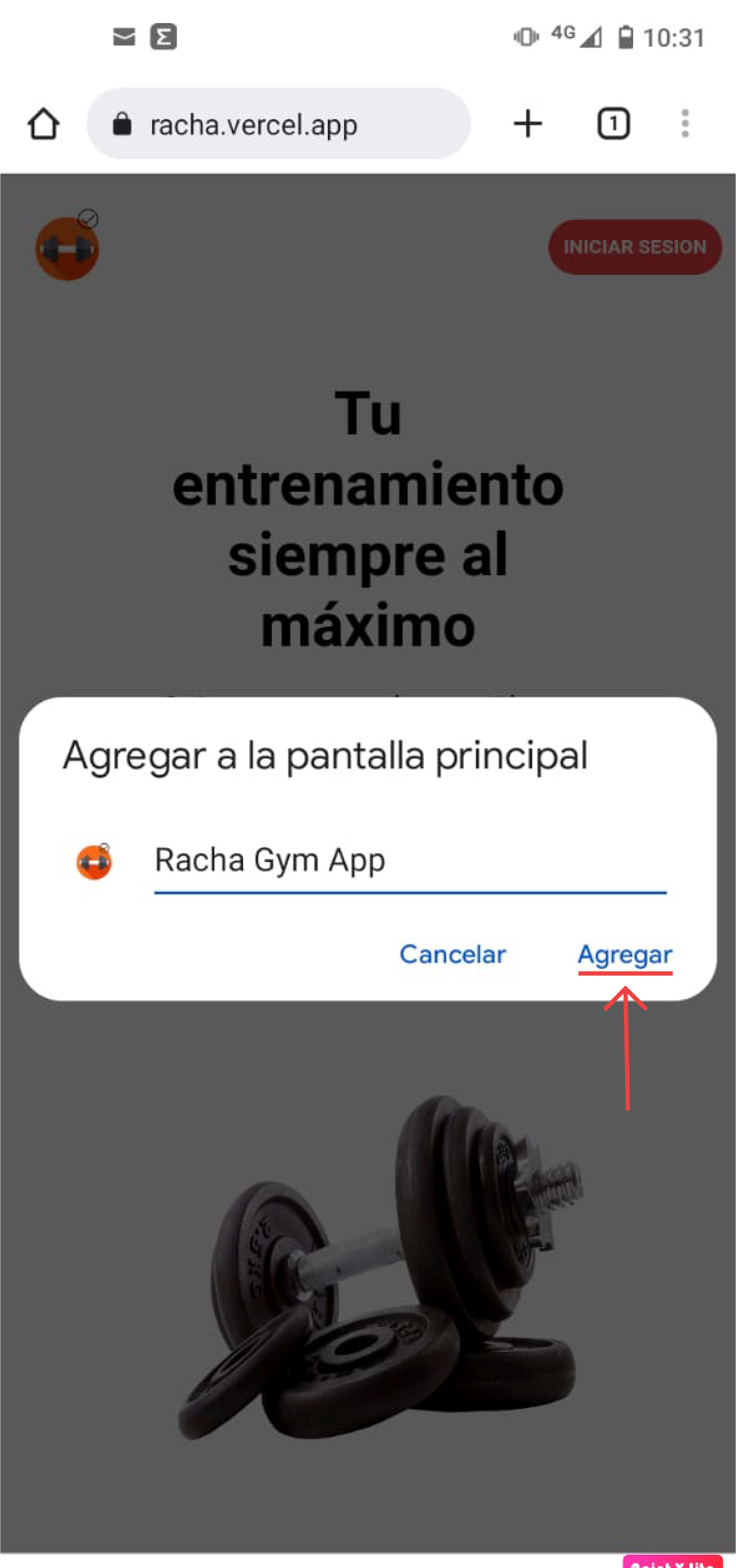 Racha gym app image instruction sample