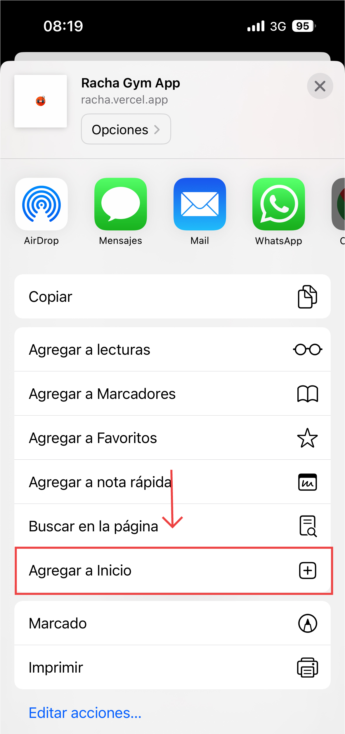 Racha gym app image instruction sample